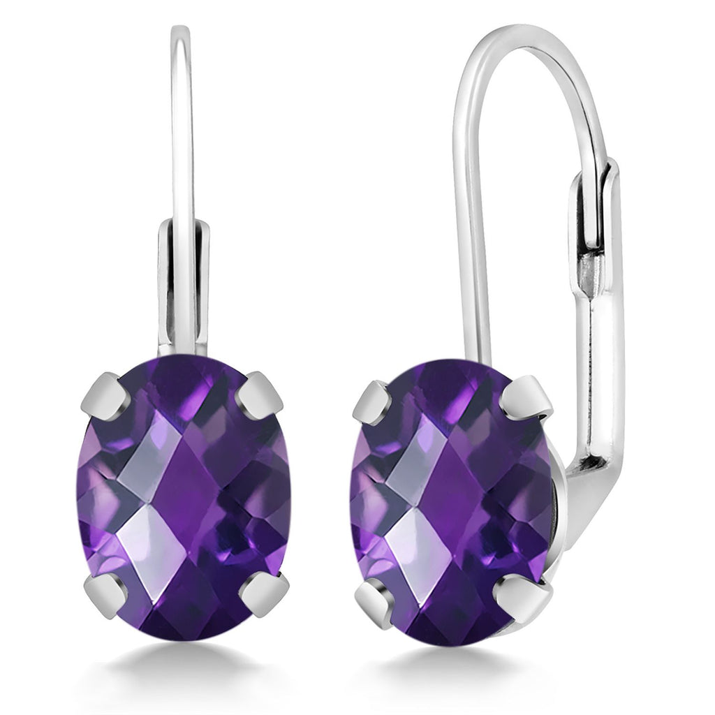 Amethyst-Checkerboard_Earrings in 925 Sterling Silver