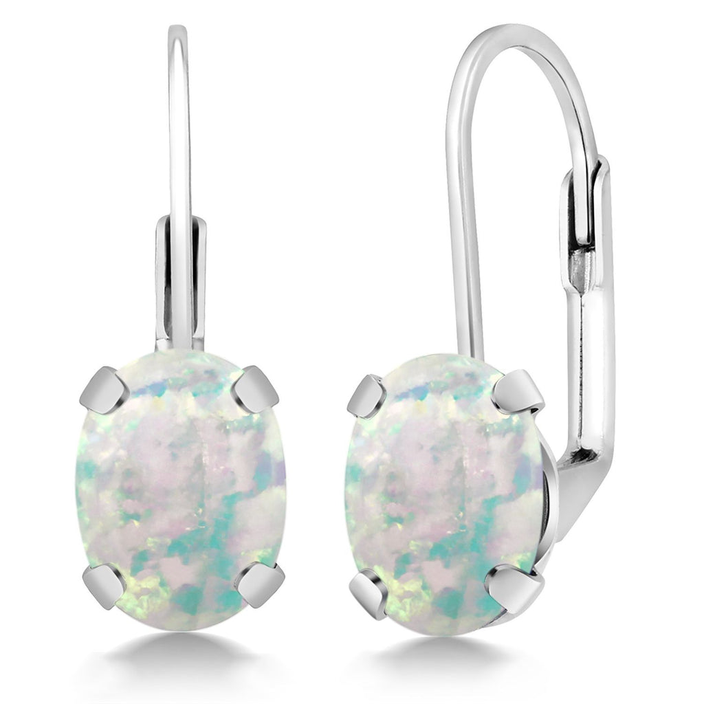 Gem Stone King 2-4 Cttw Oval Drop Dangle Earrings for Women | 925 Sterling Silver | 8X6MM Oval | Genuine Gemstone Birthstone Leverback Earrings | Fine Jewelry Gifts for Mom Wife Her