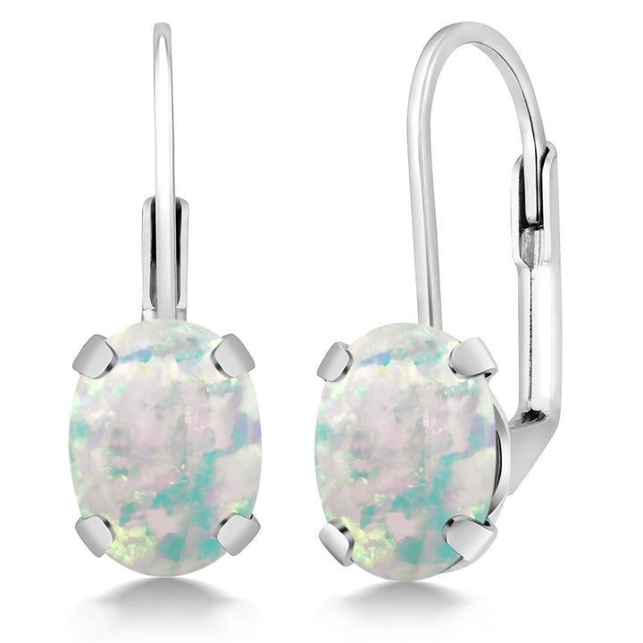 Gem Stone King 2-4 Cttw Oval Drop Dangle Earrings for Women | 925 Sterling Silver | 8X6MM Oval | Genuine Gemstone Birthstone Leverback Earrings | Fine Jewelry Gifts for Mom Wife Her