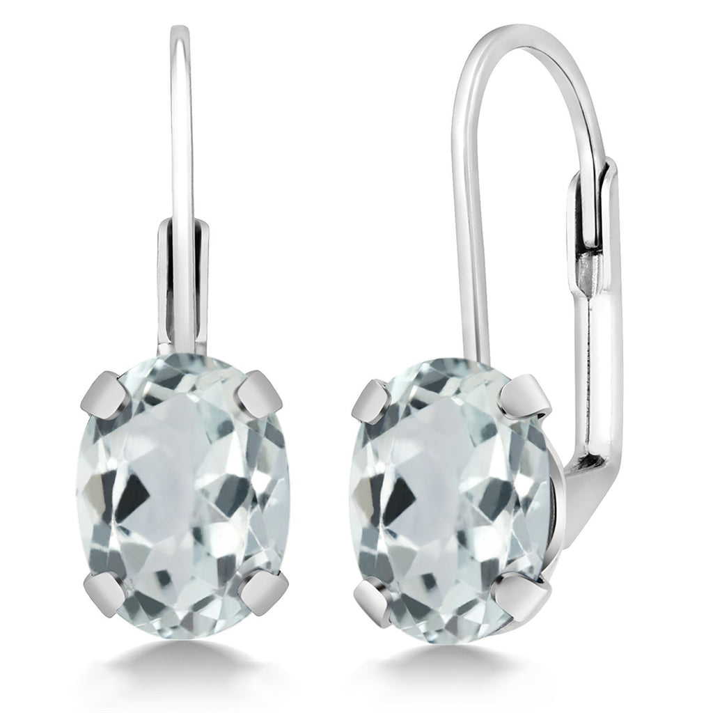 Gem Stone King 2-4 Cttw Oval Drop Dangle Earrings for Women | 925 Sterling Silver | 8X6MM Oval | Genuine Gemstone Birthstone Leverback Earrings | Fine Jewelry Gifts for Mom Wife Her