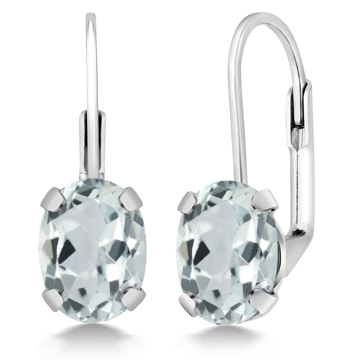 Gem Stone King 2-4 Cttw Oval Drop Dangle Earrings for Women | 925 Sterling Silver | 8X6MM Oval | Genuine Gemstone Birthstone Leverback Earrings | Fine Jewelry Gifts for Mom Wife Her