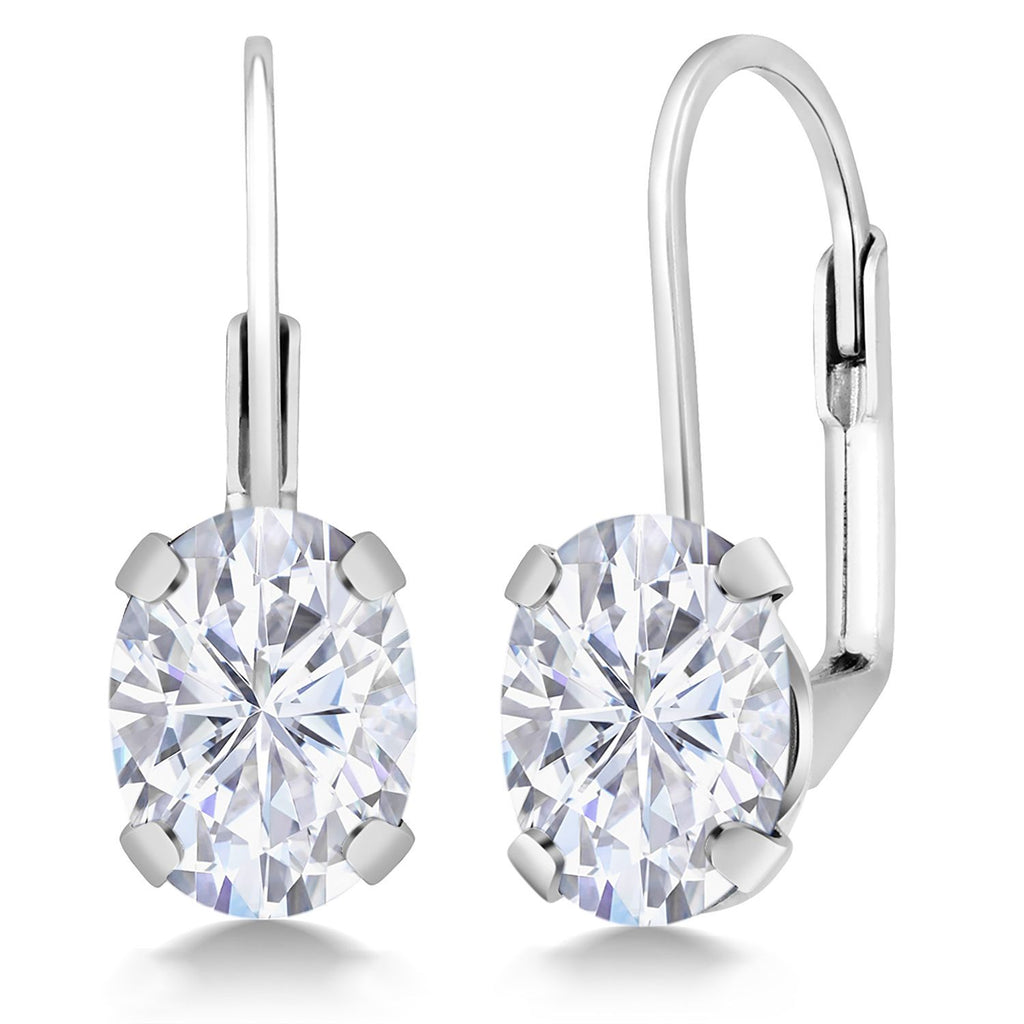 Gem Stone King 2-4 Cttw Oval Drop Dangle Earrings for Women | 925 Sterling Silver | 8X6MM Oval | Genuine Gemstone Birthstone Leverback Earrings | Fine Jewelry Gifts for Mom Wife Her