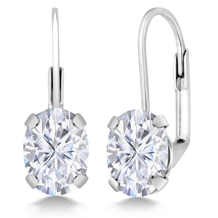 Gem Stone King 2-4 Cttw Oval Drop Dangle Earrings for Women | 925 Sterling Silver | 8X6MM Oval | Genuine Gemstone Birthstone Leverback Earrings | Fine Jewelry Gifts for Mom Wife Her