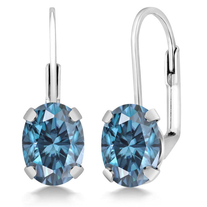Gem Stone King 2-4 Cttw Oval Drop Dangle Earrings for Women | 925 Sterling Silver | 8X6MM Oval | Genuine Gemstone Birthstone Leverback Earrings | Fine Jewelry Gifts for Mom Wife Her