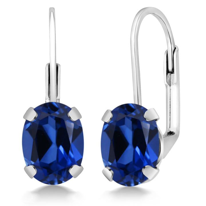Gem Stone King 2-4 Cttw Oval Drop Dangle Earrings for Women | 925 Sterling Silver | 8X6MM Oval | Genuine Gemstone Birthstone Leverback Earrings | Fine Jewelry Gifts for Mom Wife Her