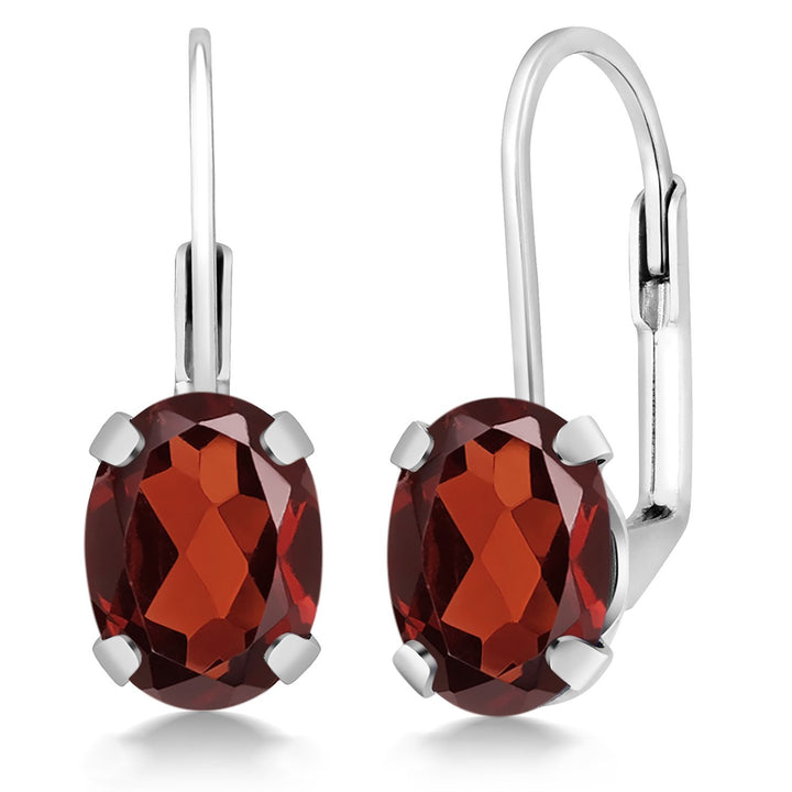 Gem Stone King 2-4 Cttw Oval Drop Dangle Earrings for Women | 925 Sterling Silver | 8X6MM Oval | Genuine Gemstone Birthstone Leverback Earrings | Fine Jewelry Gifts for Mom Wife Her