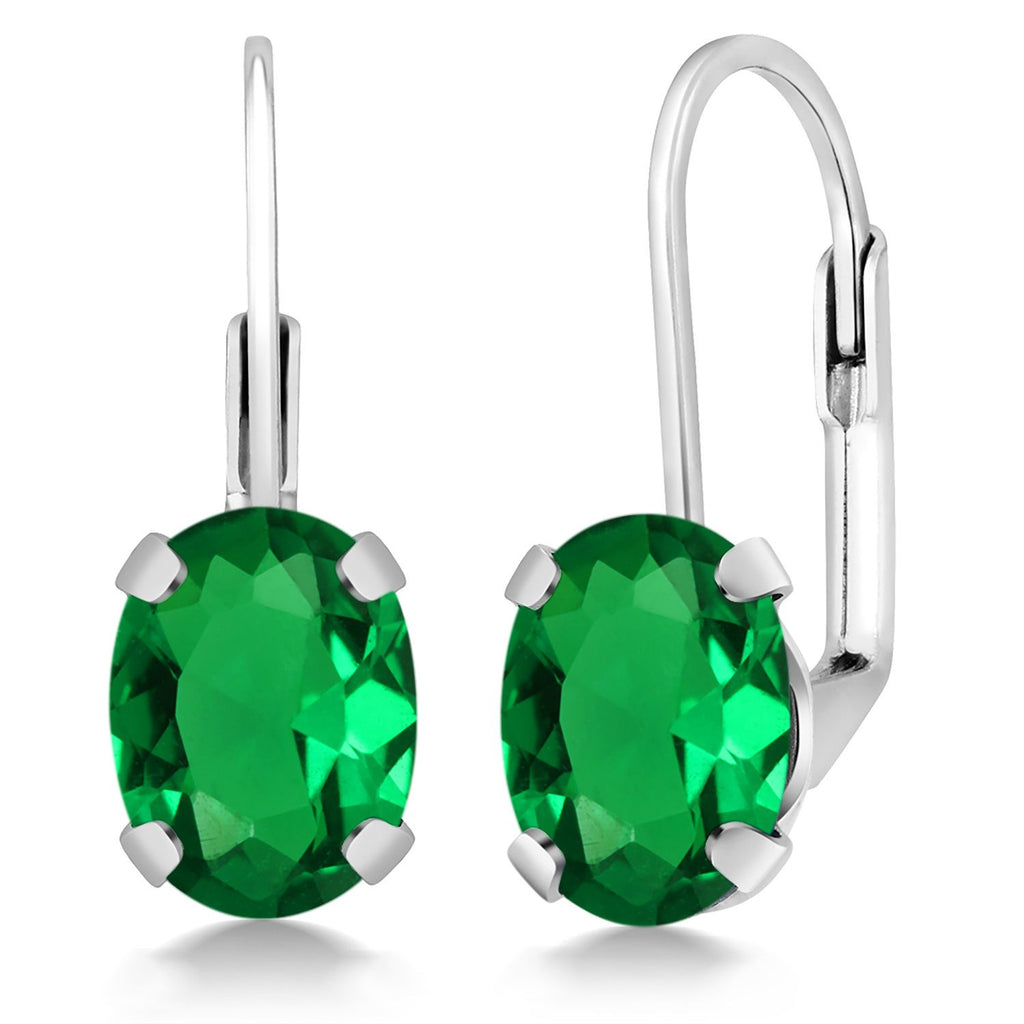 Gem Stone King 2-4 Cttw Oval Drop Dangle Earrings for Women | 925 Sterling Silver | 8X6MM Oval | Genuine Gemstone Birthstone Leverback Earrings | Fine Jewelry Gifts for Mom Wife Her