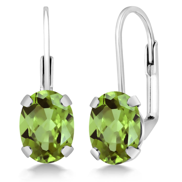 Gem Stone King 2-4 Cttw Oval Drop Dangle Earrings for Women | 925 Sterling Silver | 8X6MM Oval | Genuine Gemstone Birthstone Leverback Earrings | Fine Jewelry Gifts for Mom Wife Her