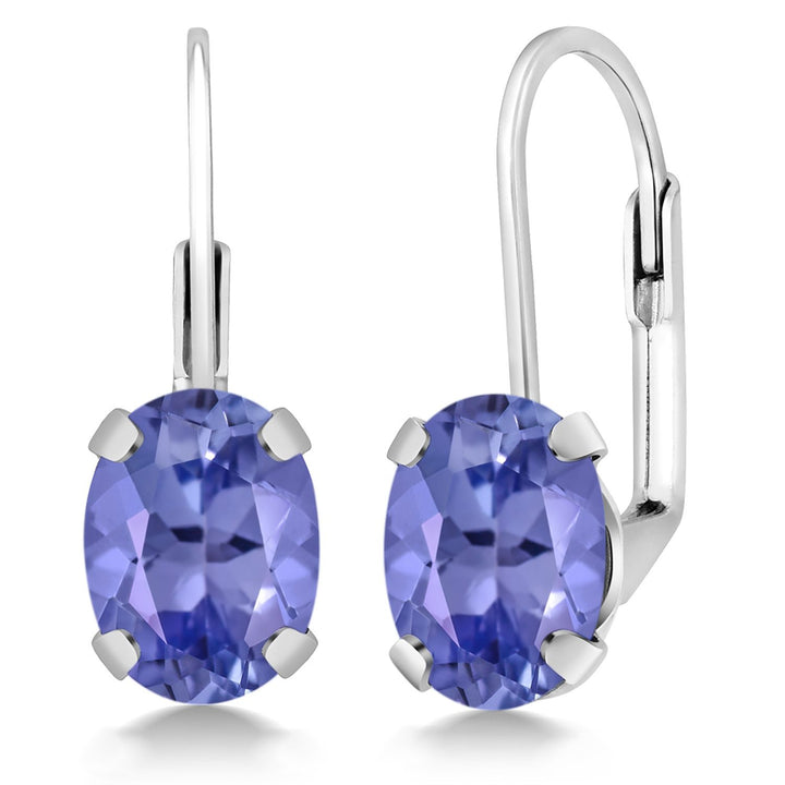Gem Stone King 2-4 Cttw Oval Drop Dangle Earrings for Women | 925 Sterling Silver | 8X6MM Oval | Genuine Gemstone Birthstone Leverback Earrings | Fine Jewelry Gifts for Mom Wife Her