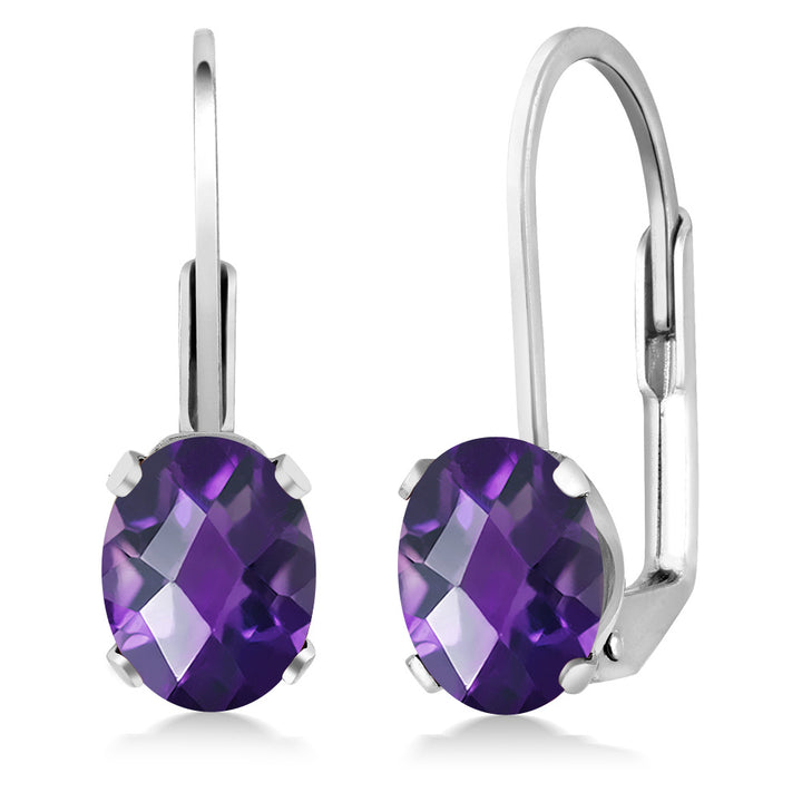 Amethyst-Checkerboard - February_Earrings in 925 Sterling Silver