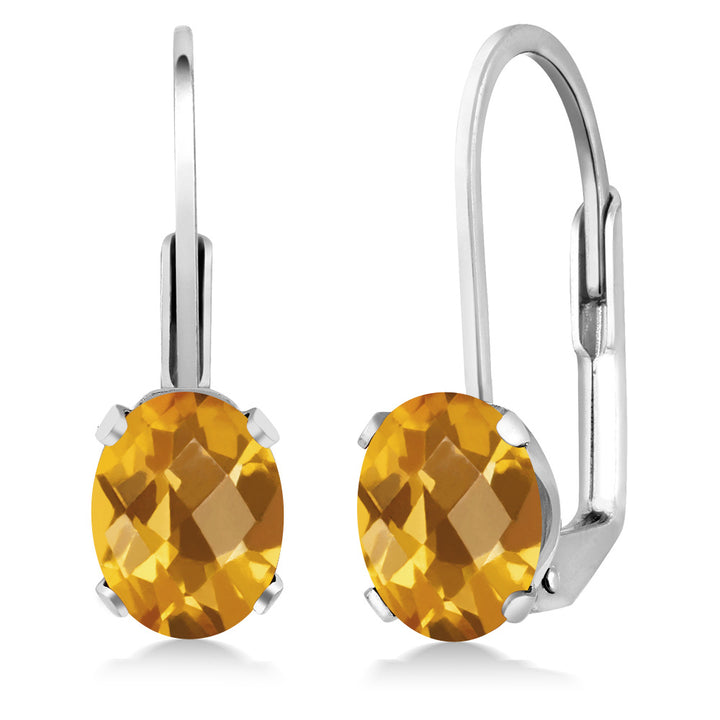 Citrine-Checkerboard - November_Earrings in 925 Sterling Silver