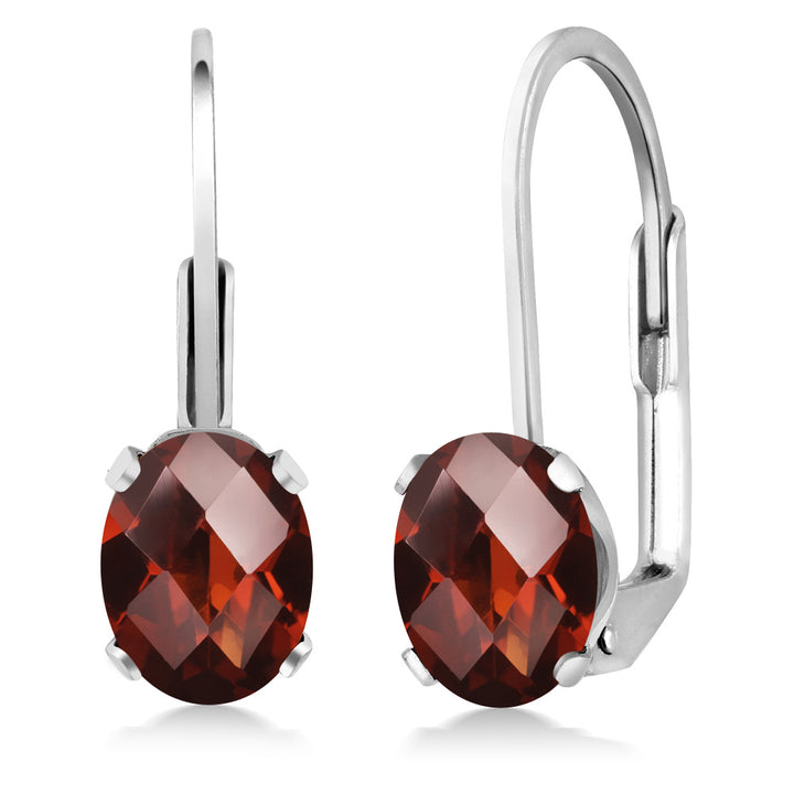 Garnet-Checkerboard - January_Earrings in 925 Sterling Silver