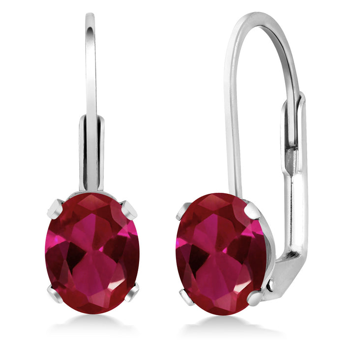 Created Ruby - July_Earrings in 925 Sterling Silver