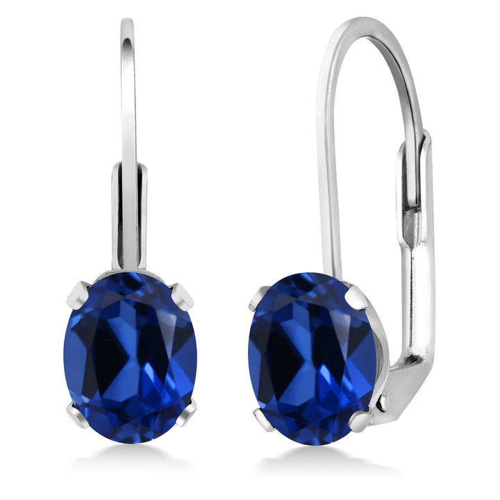 Blue Created Sapphire - September_Earrings in 925 Sterling Silver