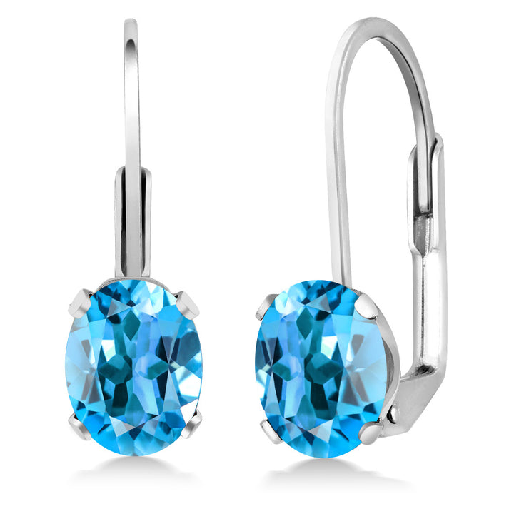 Swiss Blue Topaz - November_Earrings in 925 Sterling Silver