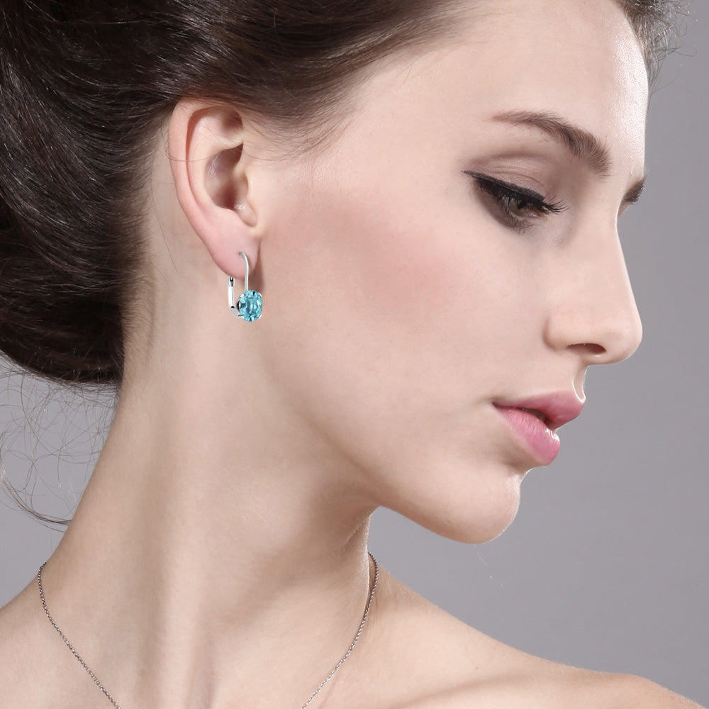 Blue Zircon_Earrings in 925 Sterling Silver
