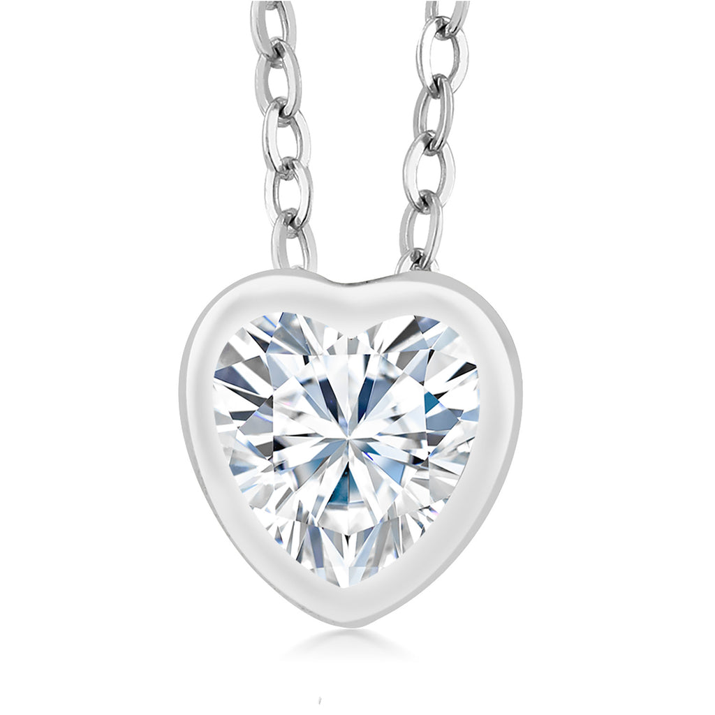 White Moissanite - April_Pendant in 925 Sterling Silver