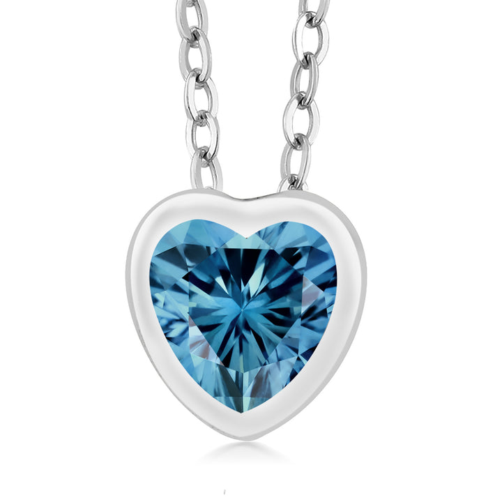 Persian Blue Moissanite - April_Pendant in 925 Sterling Silver
