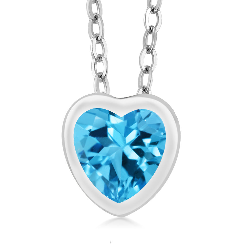 Swiss Blue Topaz - November_Pendant in 925 Sterling Silver