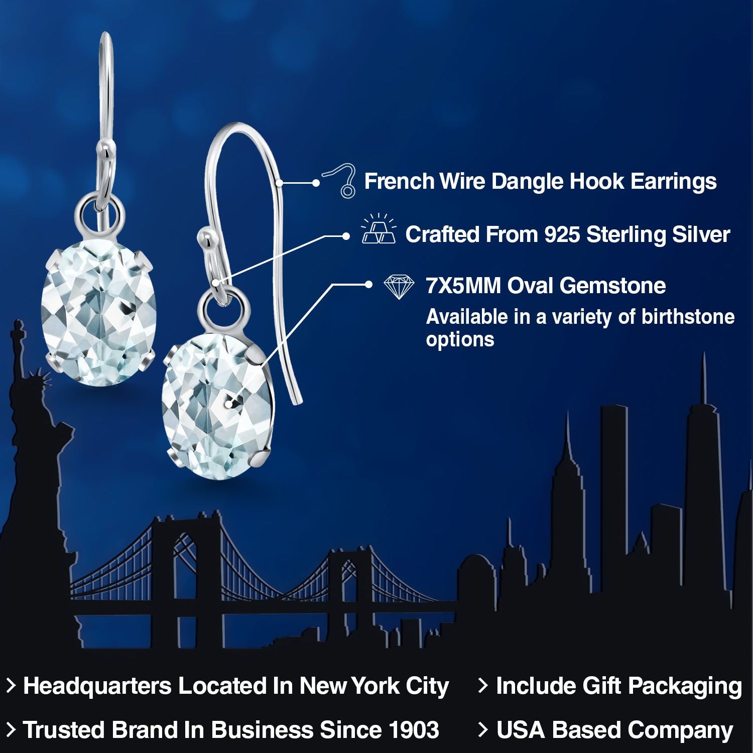 Aquamarine - March_Earrings in 925 Sterling Silver