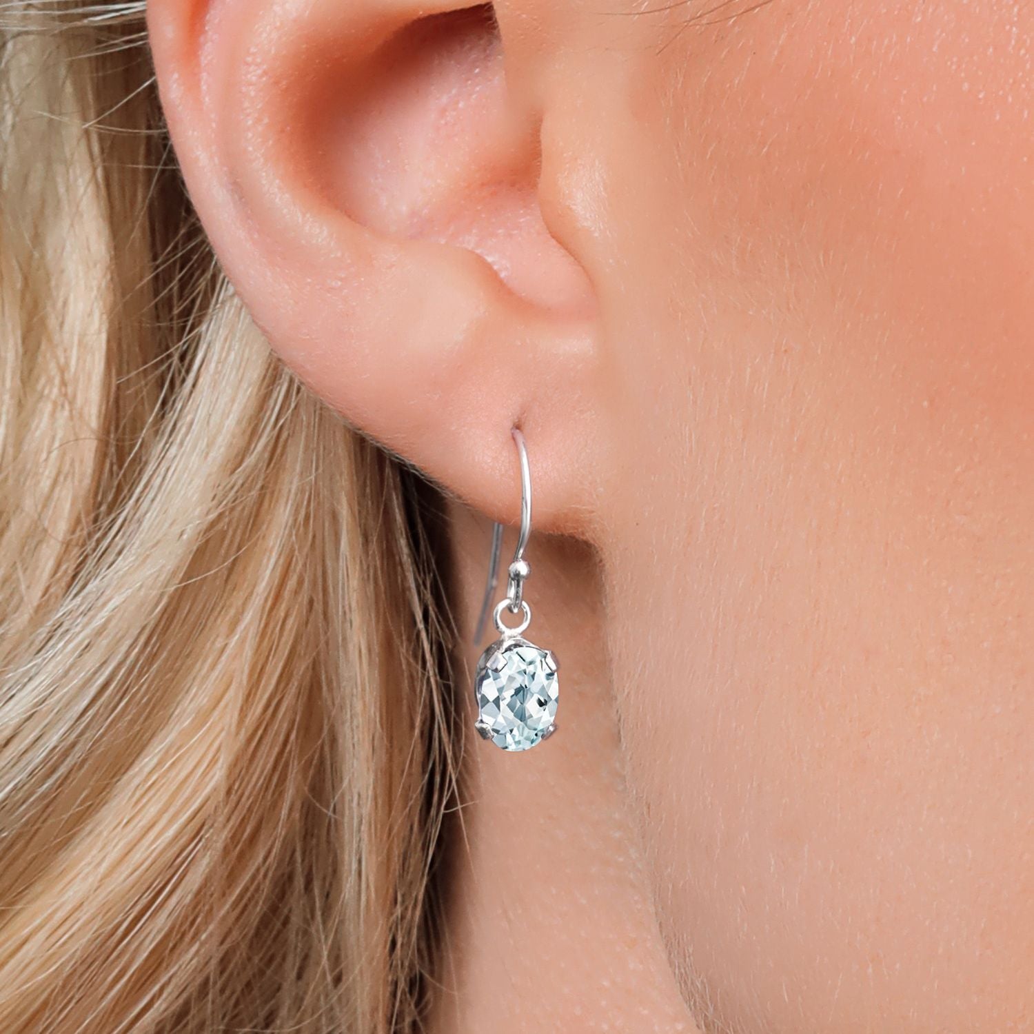 Aquamarine - March_Earrings in 925 Sterling Silver
