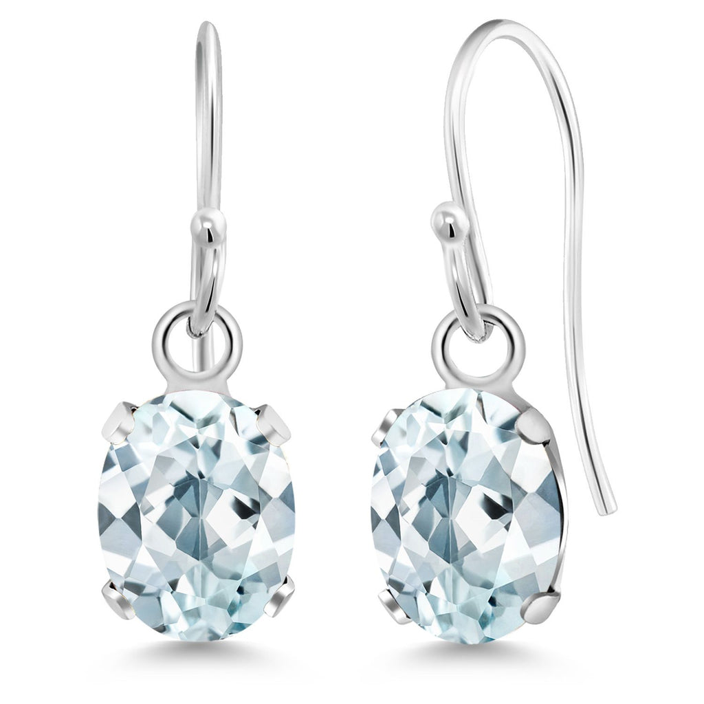 Gem Stone King Oval Gemstone Birthstone French Wire Dangle Hook Earrings For Women | 925 Sterling Silver | Oval Cut | 7X5MM Fine Jewelry Gifts for Women Her Mom Wife