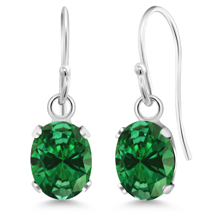 Simulated Emerald - May_Earrings in 925 Sterling Silver