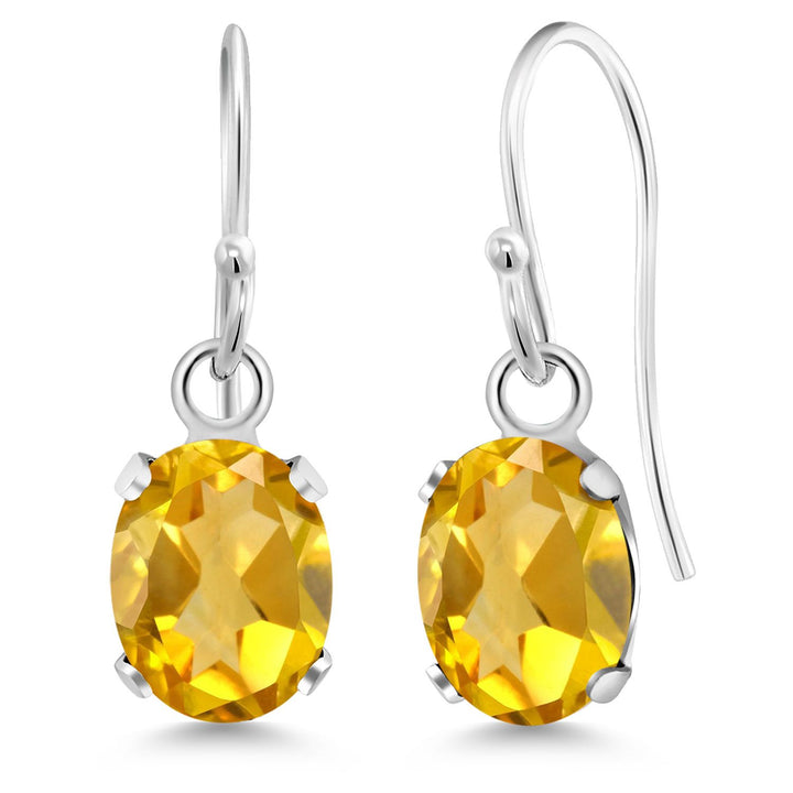 Gem Stone King Oval Gemstone Birthstone French Wire Dangle Hook Earrings For Women | 925 Sterling Silver | Oval Cut | 7X5MM Fine Jewelry Gifts for Women Her Mom Wife