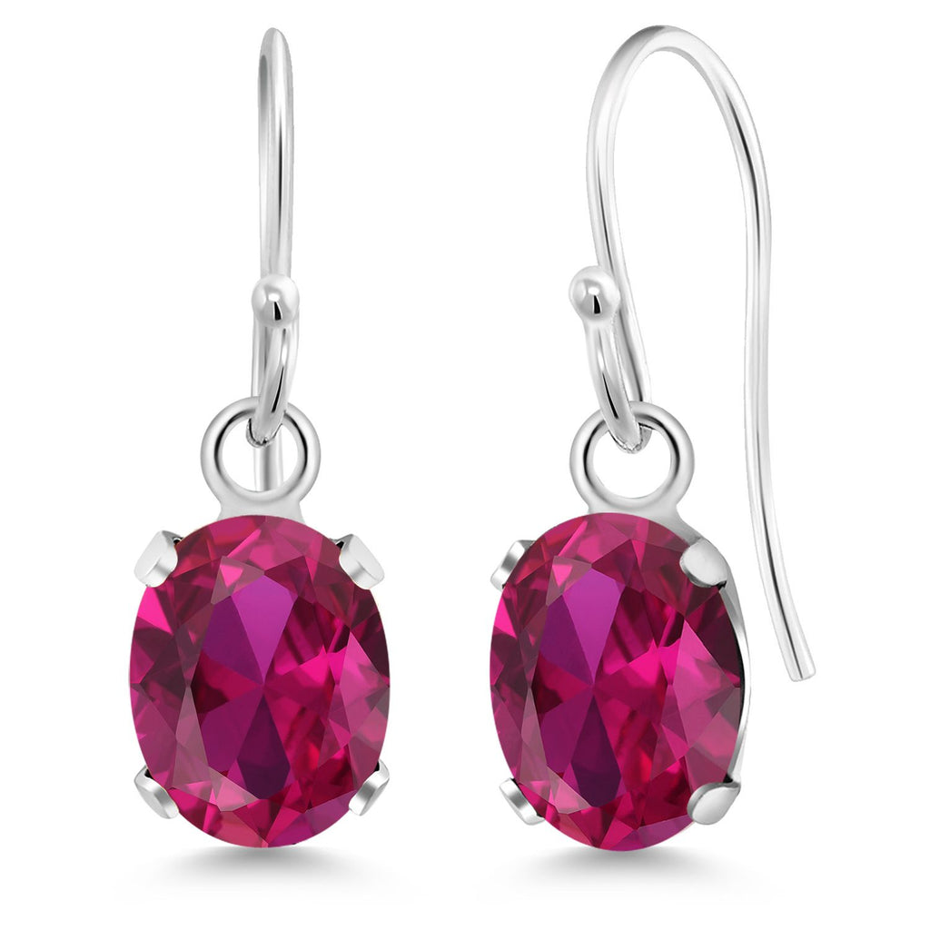 Gem Stone King Oval Gemstone Birthstone French Wire Dangle Hook Earrings For Women | 925 Sterling Silver | Oval Cut | 7X5MM Fine Jewelry Gifts for Women Her Mom Wife