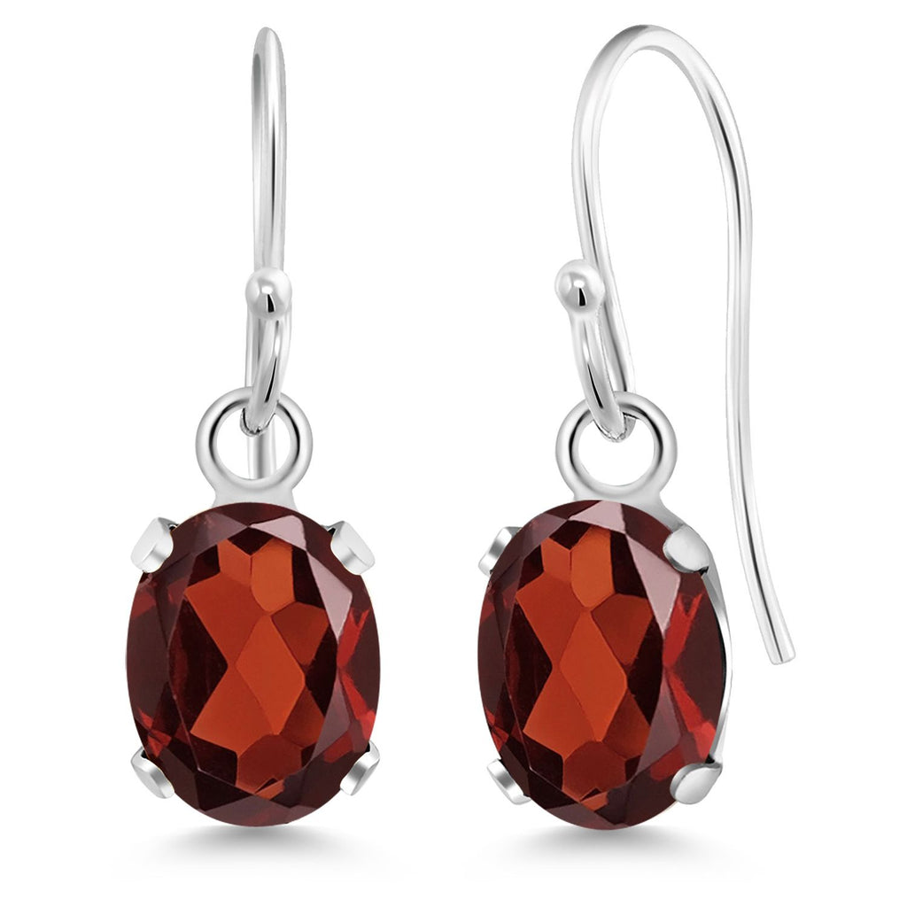 Gem Stone King Oval Gemstone Birthstone French Wire Dangle Hook Earrings For Women | 925 Sterling Silver | Oval Cut | 7X5MM Fine Jewelry Gifts for Women Her Mom Wife