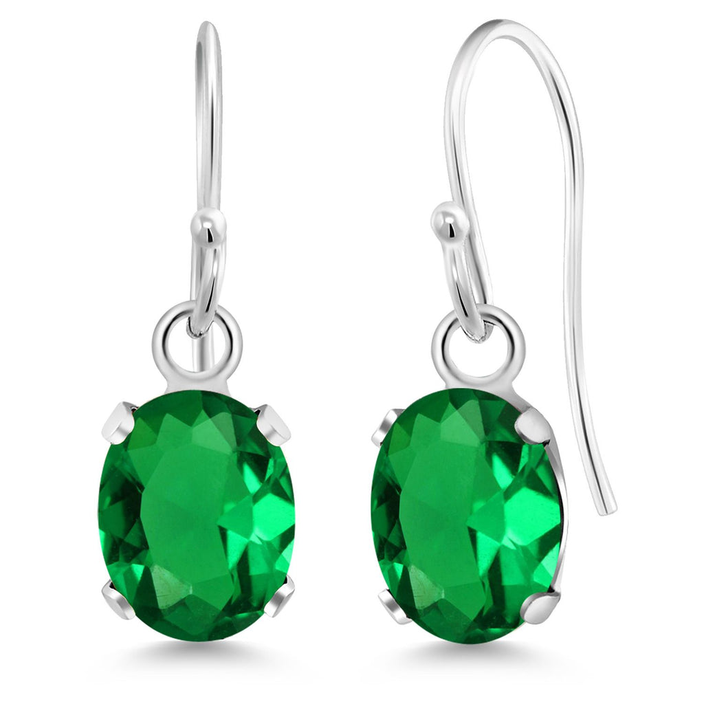 Gem Stone King Oval Gemstone Birthstone French Wire Dangle Hook Earrings For Women | 925 Sterling Silver | Oval Cut | 7X5MM Fine Jewelry Gifts for Women Her Mom Wife