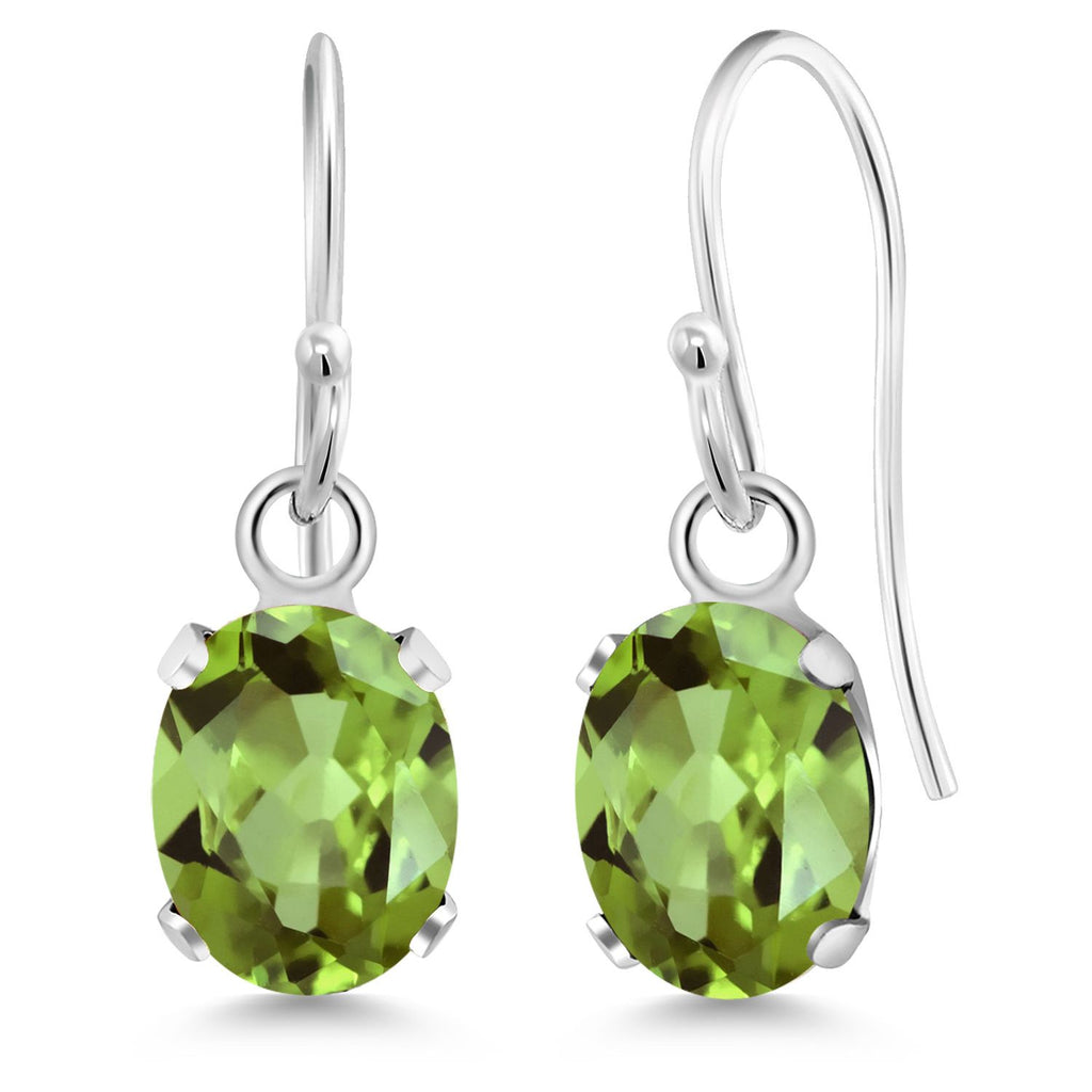 Gem Stone King Oval Gemstone Birthstone French Wire Dangle Hook Earrings For Women | 925 Sterling Silver | Oval Cut | 7X5MM Fine Jewelry Gifts for Women Her Mom Wife