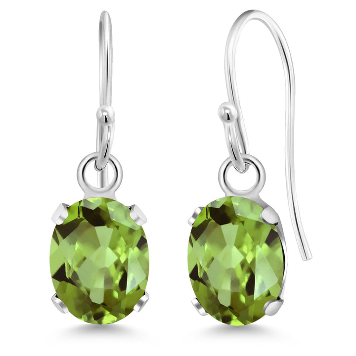 Gem Stone King Oval Gemstone Birthstone French Wire Dangle Hook Earrings For Women | 925 Sterling Silver | Oval Cut | 7X5MM Fine Jewelry Gifts for Women Her Mom Wife