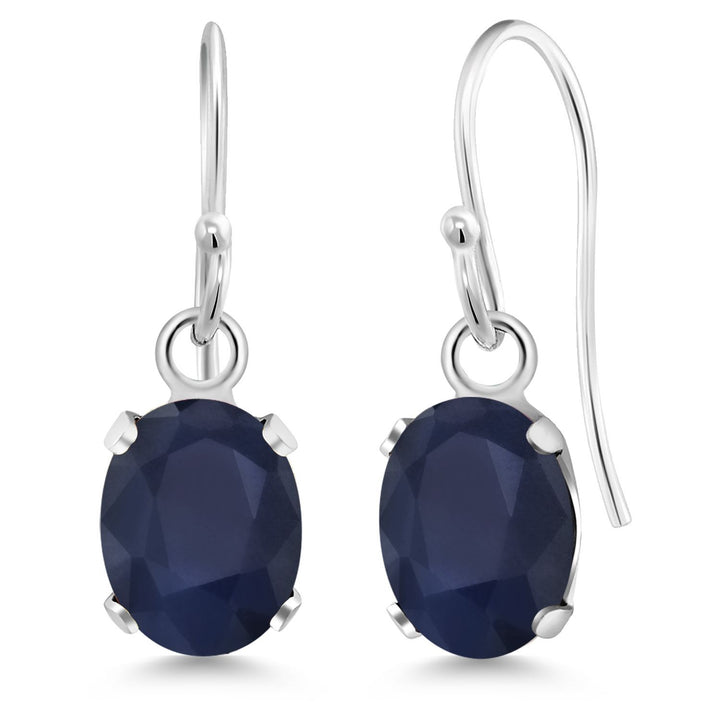 Gem Stone King Oval Gemstone Birthstone French Wire Dangle Hook Earrings For Women | 925 Sterling Silver | Oval Cut | 7X5MM Fine Jewelry Gifts for Women Her Mom Wife
