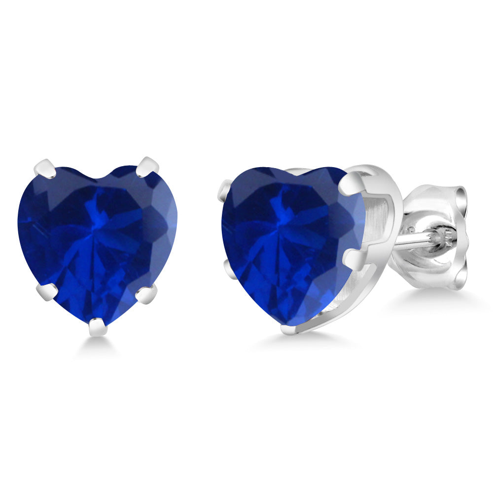 Blue Created Sapphire - September_Earrings in 925 Sterling Silver