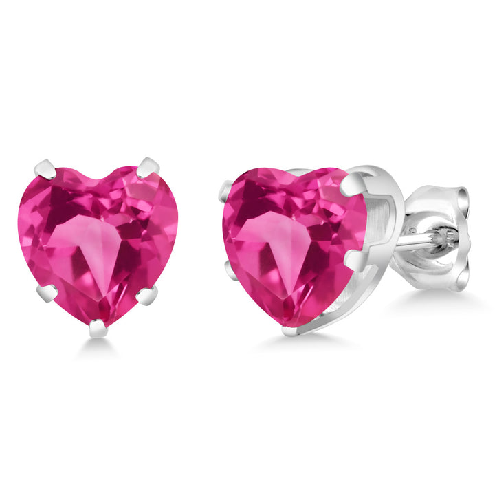 Pink Created Sapphire - September_Earrings in 925 Sterling Silver