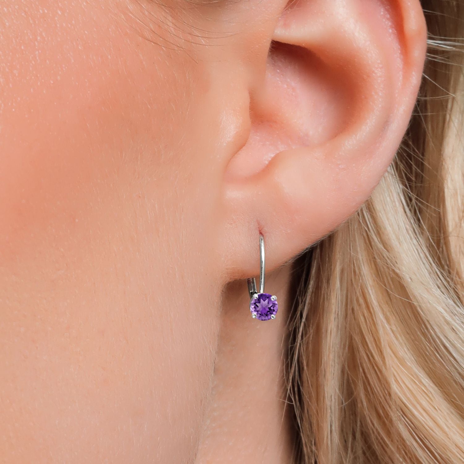 Amethyst - February_14K White Gold_Earrings in 14K White Gold