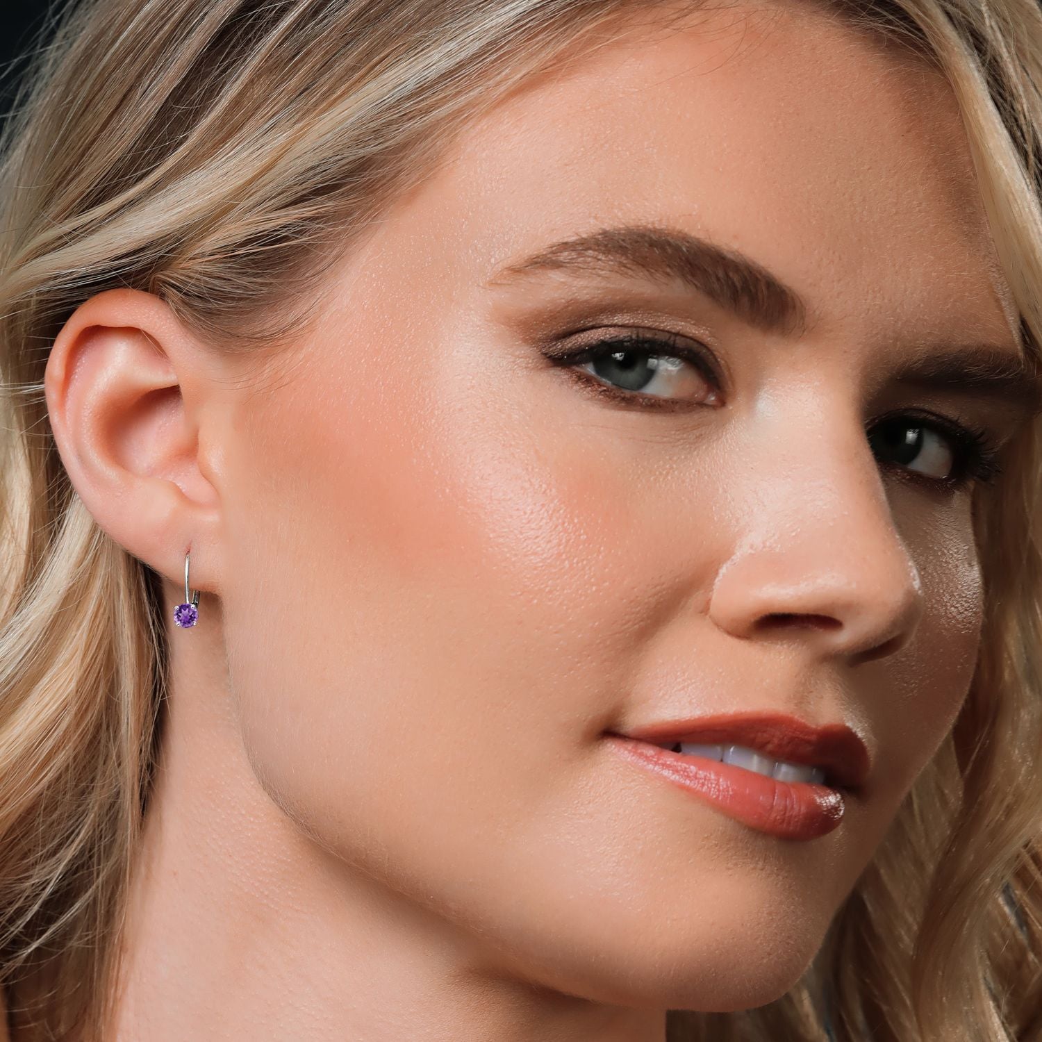Amethyst - February_14K White Gold_Earrings in 14K White Gold
