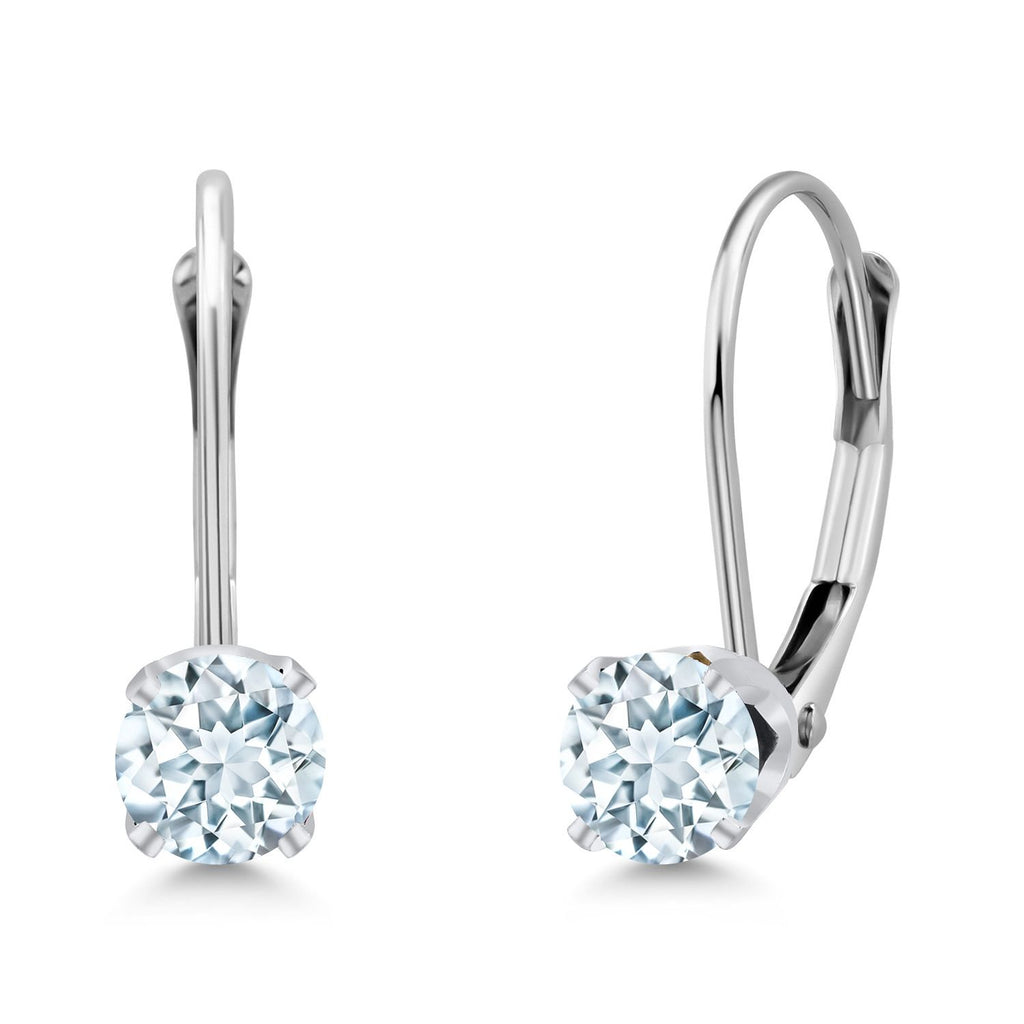 Gem Stone King Solid 14K Gold 4MM Round Gemstone Birthstone Leverback Earrings | Gold Earrings For Women