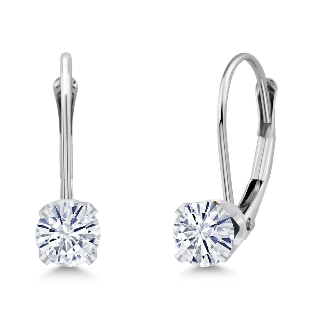 White Moissanite - April_14K White Gold_Earrings in 14K White Gold