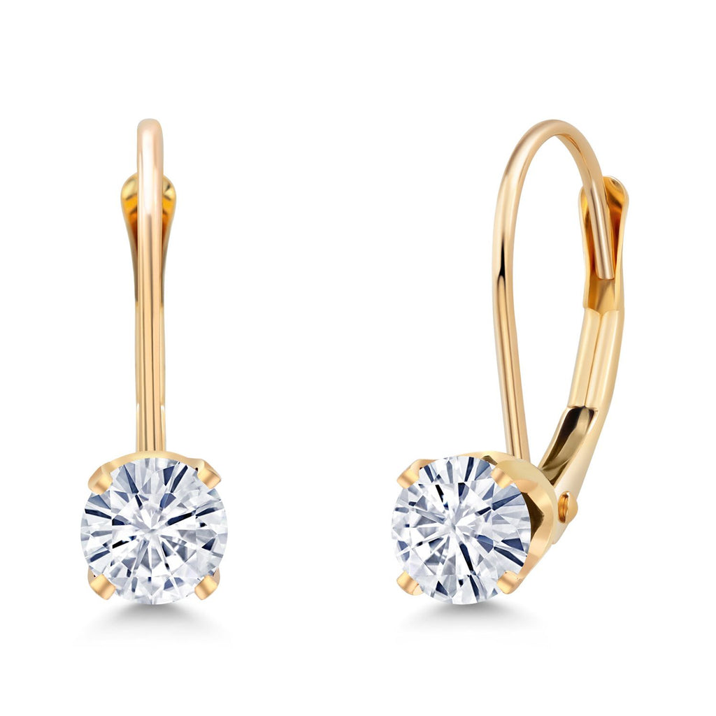 White Moissanite - April_14K Yellow Gold_Earrings in 14K Yellow Gold
