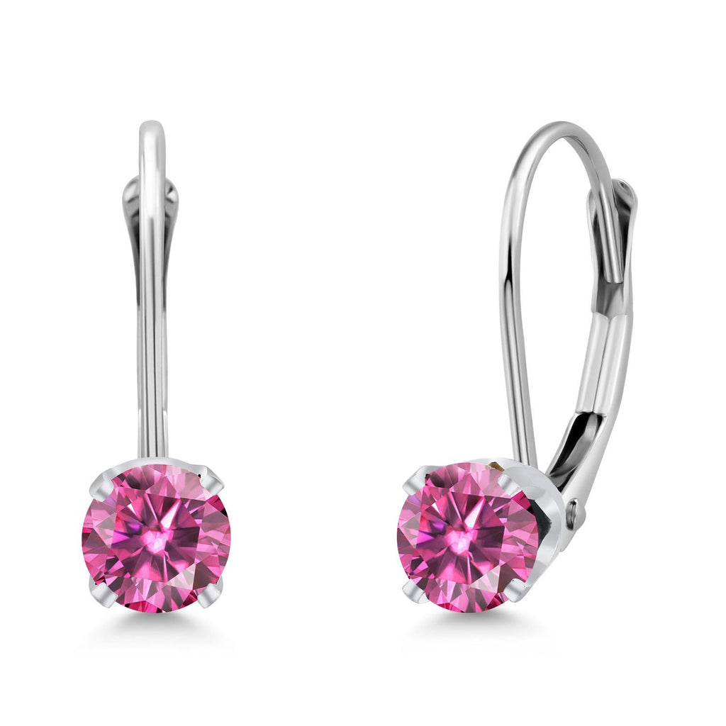 Gem Stone King Solid 14K Gold 4MM Round Gemstone Birthstone Leverback Earrings | Gold Earrings For Women