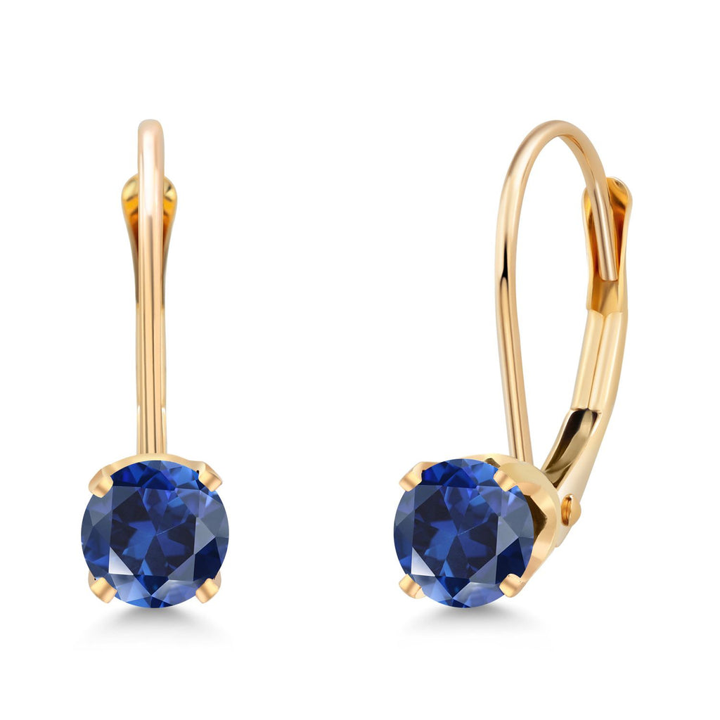 Blue Created Sapphire - September_14K Yellow Gold_Earrings in 14K Yellow Gold