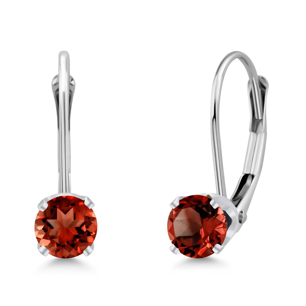 Gem Stone King 14K White Gold Purple Amethyst Leverback Earrings For Women (0.50 Cttw, Gemstone February Birthstone, Round 4MM)