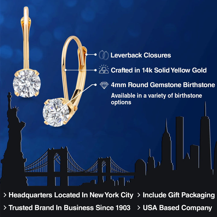 White Lab Grown Diamond - April_Earrings in 14K Yellow Gold