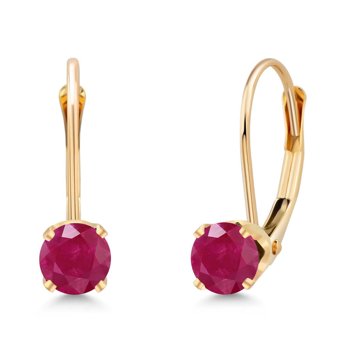 Gem Stone King 14K White Gold Purple Amethyst Leverback Earrings For Women (0.50 Cttw, Gemstone February Birthstone, Round 4MM)