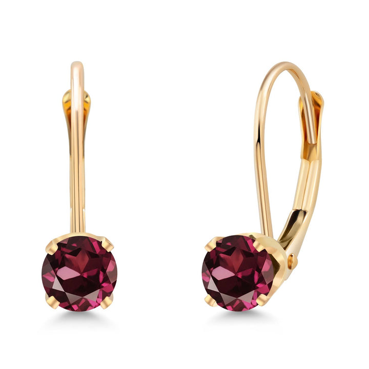 Gem Stone King 14K White Gold Purple Amethyst Leverback Earrings For Women (0.50 Cttw, Gemstone February Birthstone, Round 4MM)