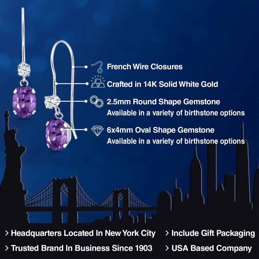Purple and White_Earrings in 14K White Gold