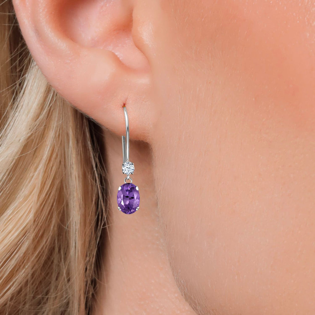 Purple and White_Earrings in 14K White Gold