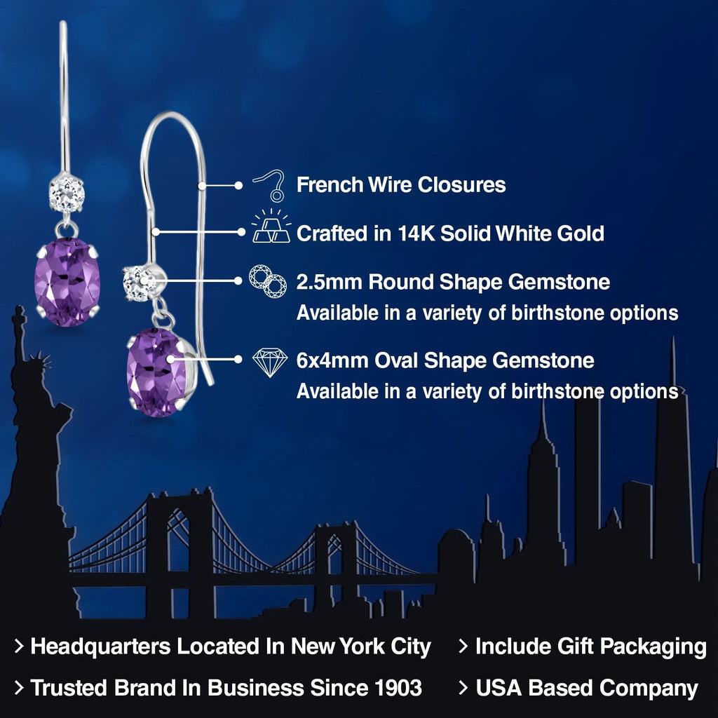 Purple and White_Earrings in 14K White Gold